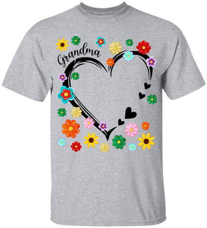 Grandma Heart Flower Color With Grandkids, Mother's Day Gift TH
