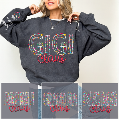 Gigi Claus Christmas lights And Grandkids Christmas Merry Sweatshirt