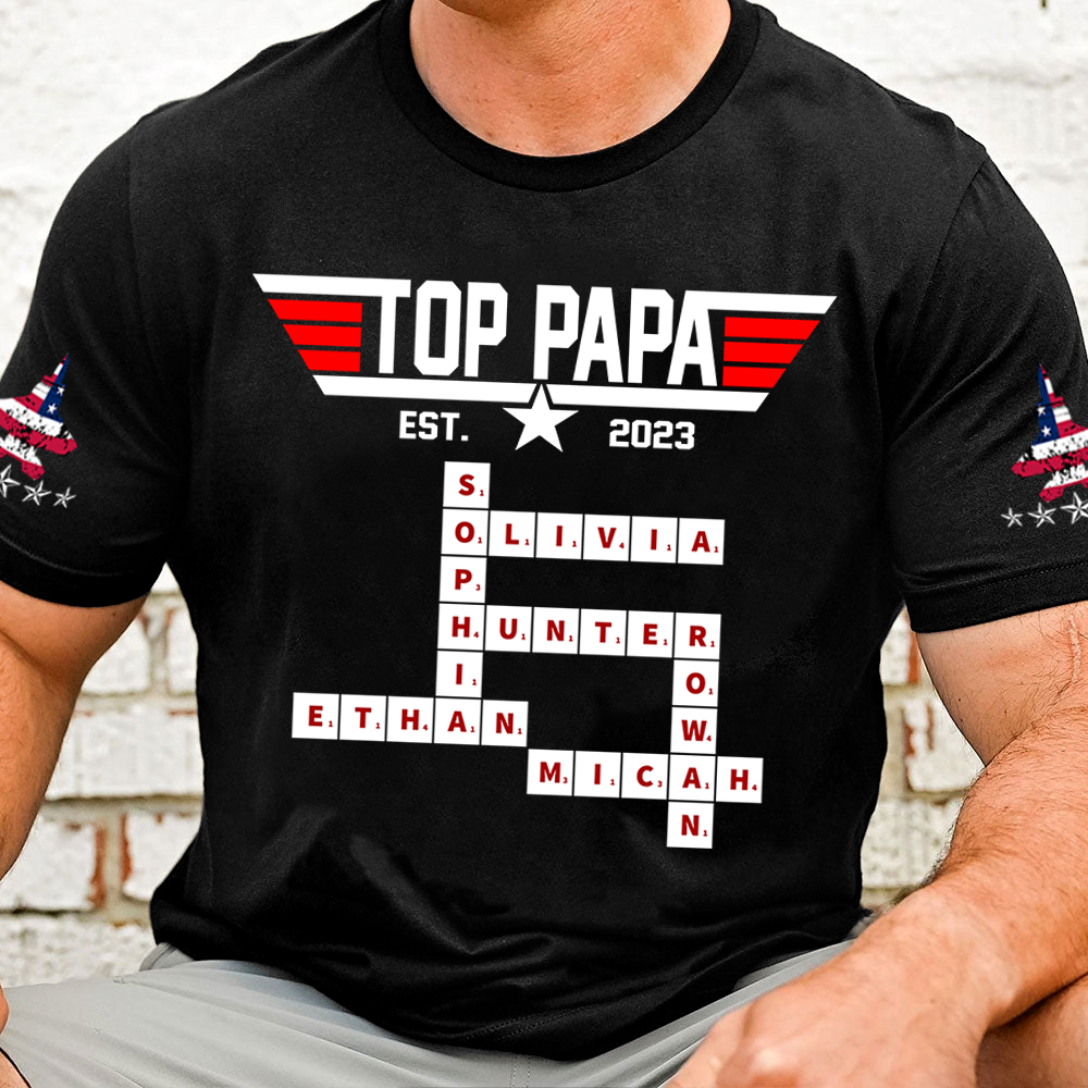 Personalized Gift Top Papa Crossword T-Shirt, Grandpa's Birthday, Father's Day Gift Trend