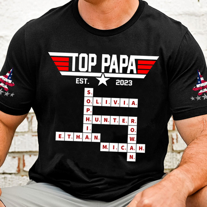 Personalized Gift Top Papa Crossword T-Shirt, Grandpa's Birthday, Father's Day Gift Trend