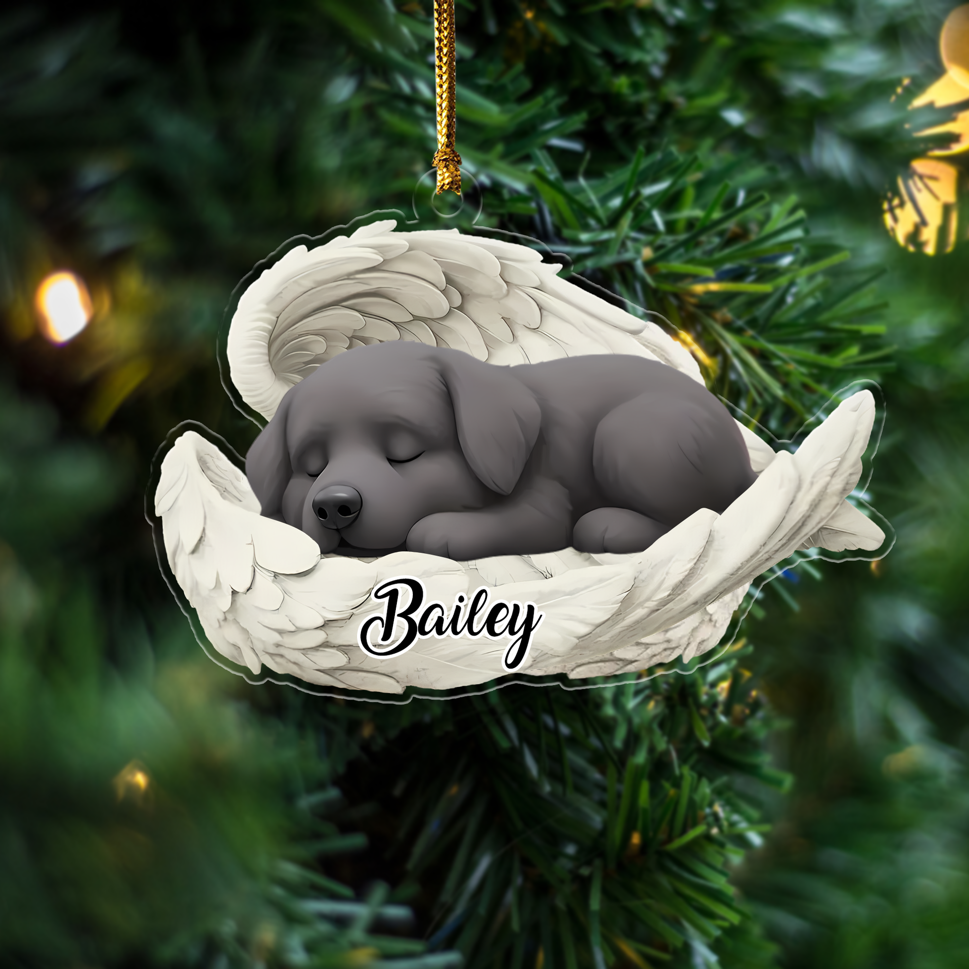 Custom Great Pyrenees Angel Ornament – Personalized Sleeping Dog Christmas Gift for Dog Lovers, Pet Memorial Tree Decoration Ornament