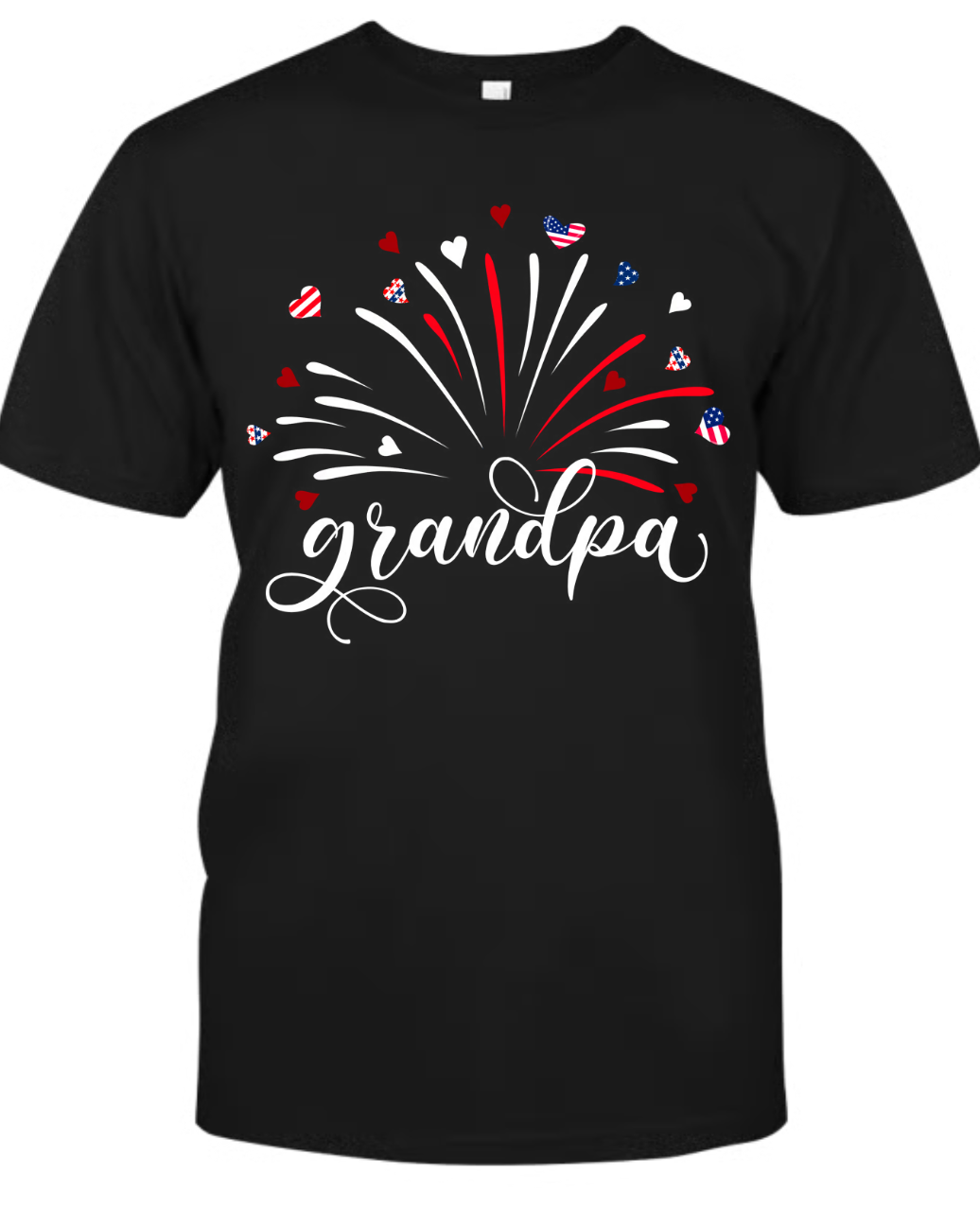Firework America Flag Grandpa And Kids T-Shirt