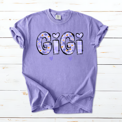 Custom Gigi Purple Daisy With Grandkids Mother's Day Shirt