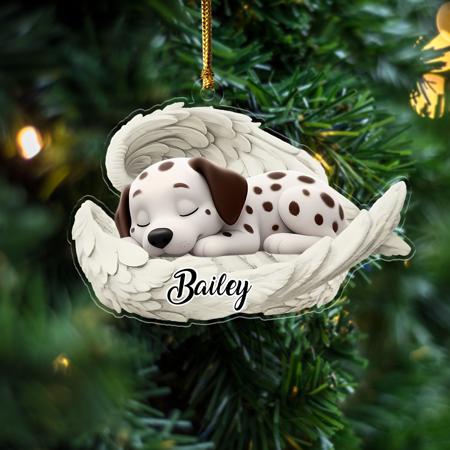 Custom Dalmatian Angel Ornament – Personalized Sleeping Dog Christmas Gift for Dog Lovers, Pet Memorial Tree Decoration Ornament