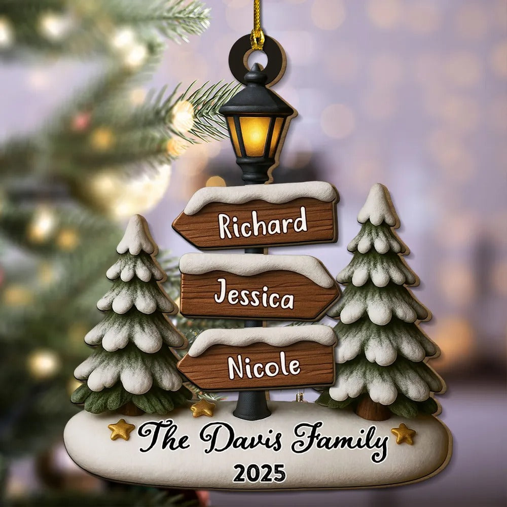 Custom Family Ornament 2025 – Personalized Christmas Tree Decoration with Family Name & Individual Names Ornament