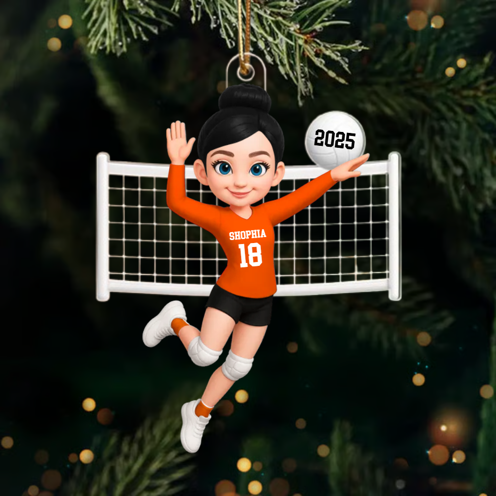 Personalized Volleyball Girl Ornament – Custom 3D Acrylic Design, Perfect Holiday Keepsake for Female Athletes Ornament