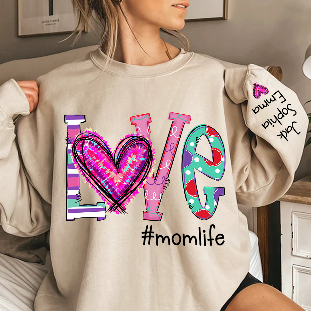 Love momlife with kids Valentine's Day  Sweatshirt