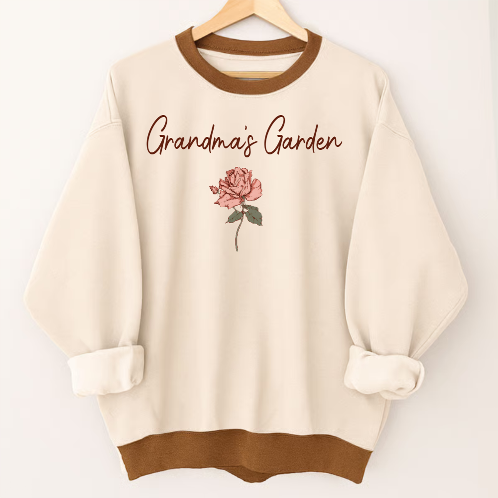 Personalized Grandma’s Garden Sweatshirt with Kids’ Names – Custom Flower Design Gift for Grandma