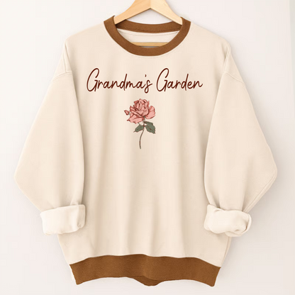 Personalized Grandma’s Garden Sweatshirt with Kids’ Names – Custom Flower Design Gift for Grandma
