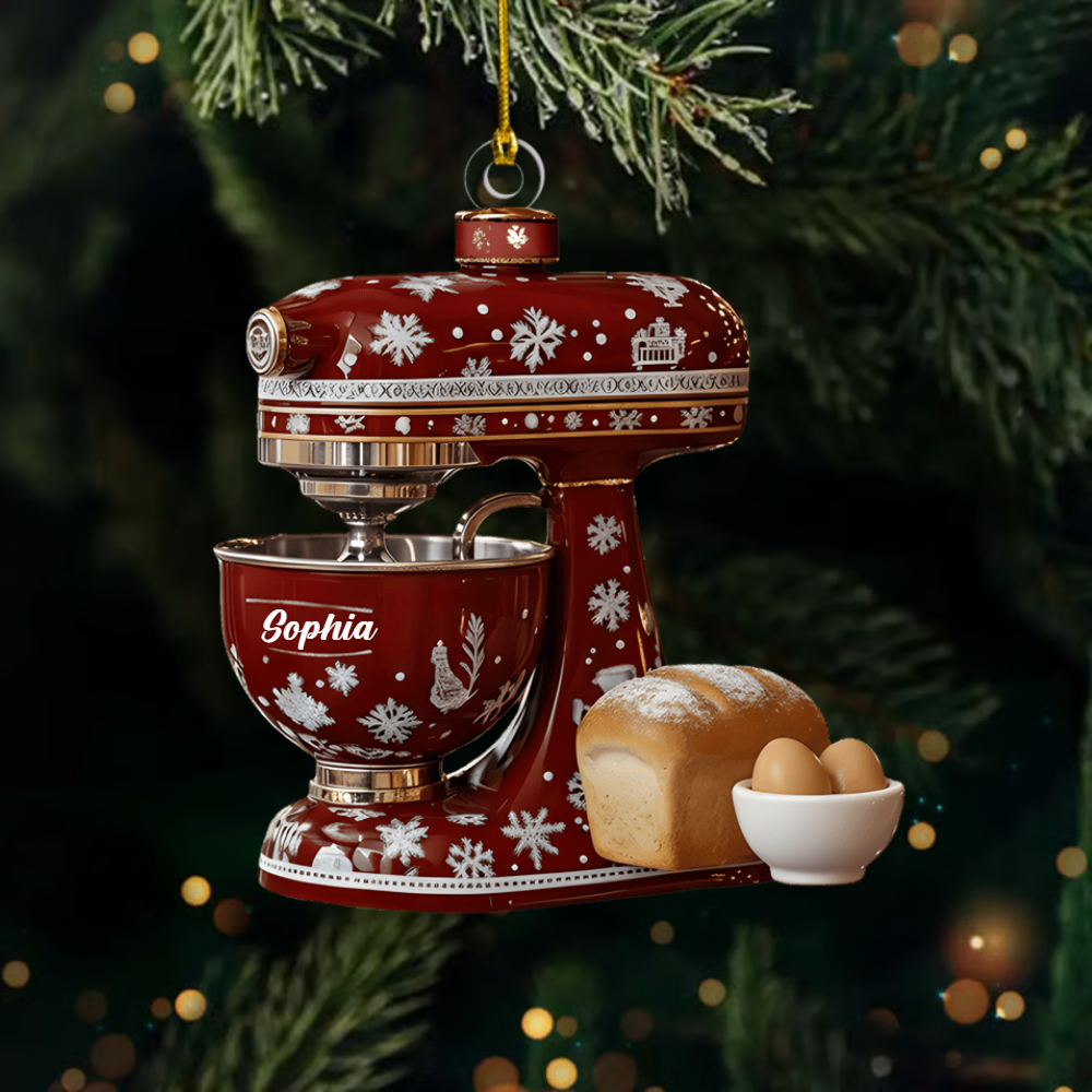 Personalized Mixer Ornament – Custom Name Baking Kitchen Mixer Christmas Decoration for Bakers Ornament