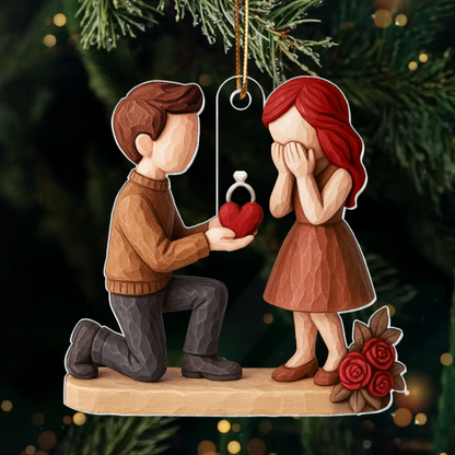 Personalized Engagement Ornament 2025 – Custom Couple Proposal Christmas Tree Decoration Gift Ornament