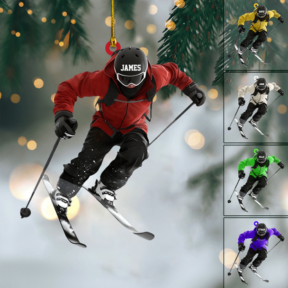 Personalized Skiing Ornament 2025 – Custom Name Skier Ornament, Perfect Christmas Gift for Ski Lovers & Winter Sports Fans Ornament