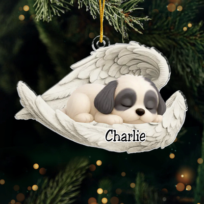 Custom Shih Tzu Angel Ornament – Personalized Sleeping Dog Christmas Gift for Dog Lovers, Pet Memorial Tree Decoration Ornament