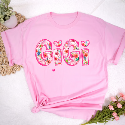 Flower Gigi and Grandkids Persanalized Grandma Shirt, Mother's Day Gift