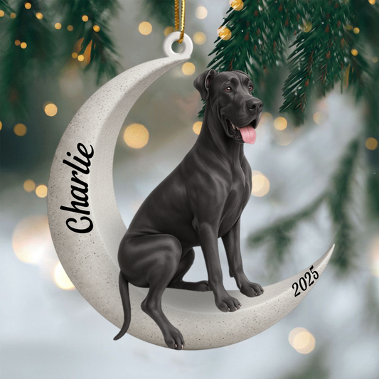 Custom Great Dane On The Moon Ornament 2025, Custom Double-Sided Acrylic Decoration, Unique Christmas Gift For Dog Lovers Ornament