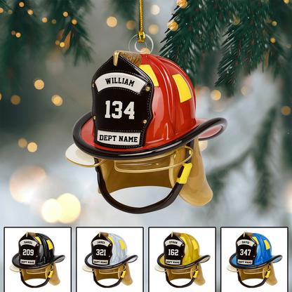 Custom Firefighter Ornament – Personalized Helmet Design with Name, Badge Number & Dept Name 2025 Ornament