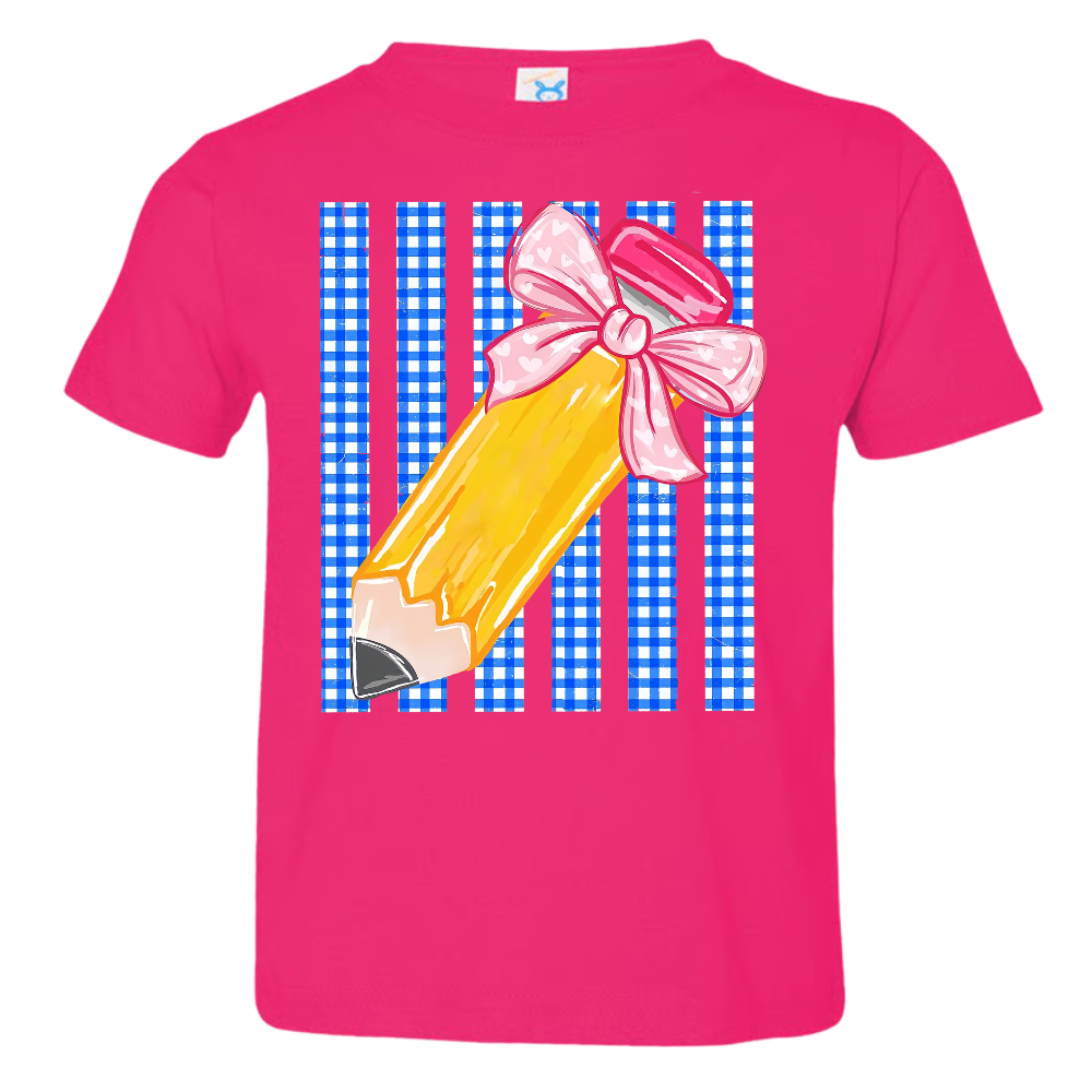 Custom Teacher Name, Striped Back To School Pencil Bow, Pre-K To Fourth Grade Teacher