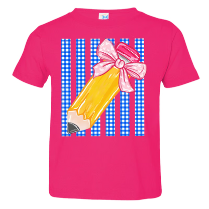 Custom Teacher Name, Striped Back To School Pencil Bow, Pre-K To Fourth Grade Teacher