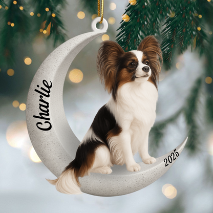 Custom Pomeranian On The Moon Ornament 2025, Custom Double-Sided Acrylic Decoration, Unique Christmas Gift For Dog Lovers Copy Ornament