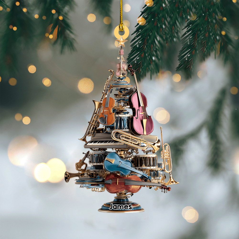 Personalized Musical Instrument Ornament 2025 – Custom Name Christmas Tree Ornament, Unique Gift for Music Lovers & Musicians Ornament