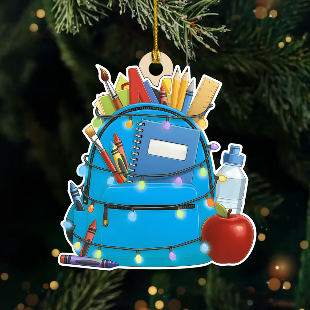 Personalized School Backpack Ornament 2025 – Custom Name & Class Christmas Decoration for Students and Teachers Ornament