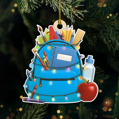 Personalized School Backpack Ornament 2025 – Custom Name & Class Christmas Decoration for Students and Teachers Ornament