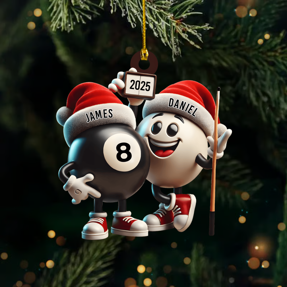 Personalized Pool Ball Ornament 2025 – Custom Billiards Christmas Decoration for Pool Players Ornament