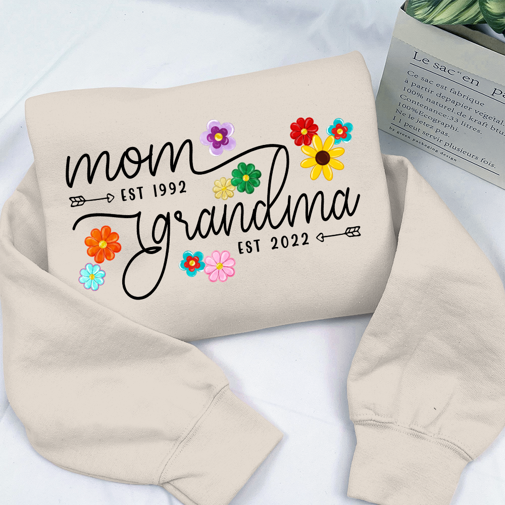 Mom Grandma Est Flower Color With Grandkids Mothers Day Gift