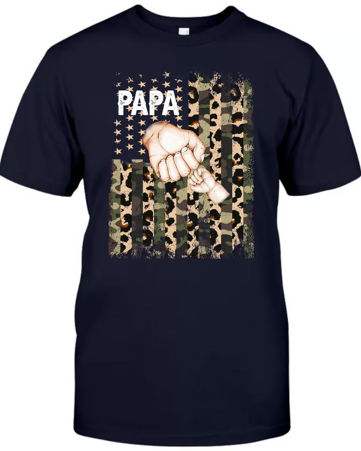 Personalized American Flag Shirt Grandpa And Kid Fist Bump Custom Dad Grandpa