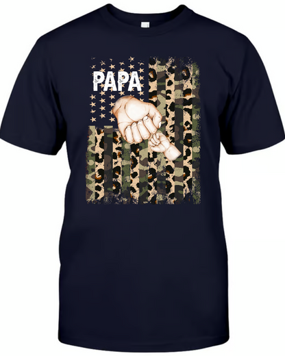 Personalized American Flag Shirt Grandpa And Kid Fist Bump Custom Dad Grandpa
