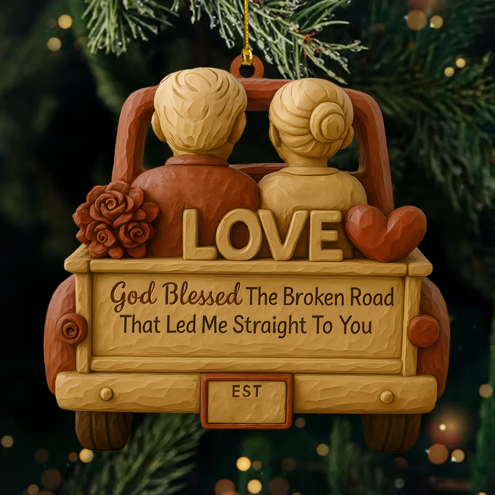 Personalized Couple Car Ornament 2025 – Custom Name Love Ornament Gift for Husband Wife, Wedding Anniversary Ornament