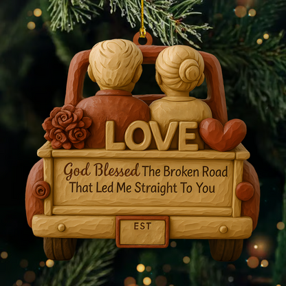 Personalized Couple Car Ornament 2025 – Custom Name Love Ornament Gift for Husband Wife, Wedding Anniversary Ornament
