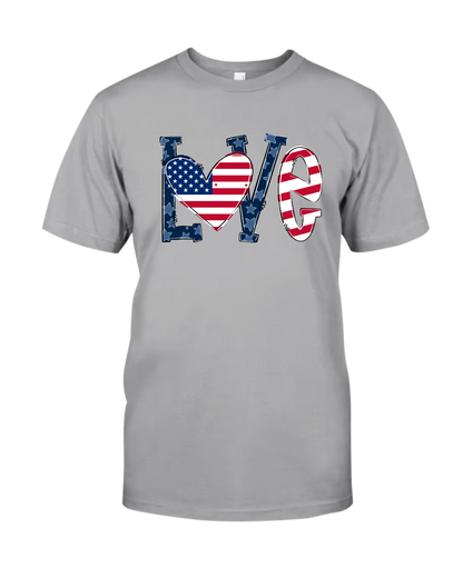 Personalized Grandma Life T-Shirt - LOVE American Flag Heart Design - Custom Grandkids’ Names - USA Patriotic Gift for Proud Grandmothers - Soft Comfort Colors Tee