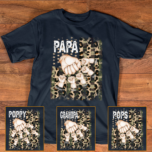 Personalized American Flag Shirt Grandpa And Kid Fist Bump Custom Dad Grandpa