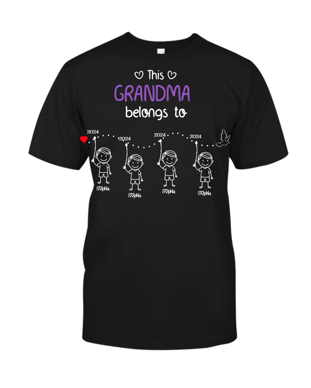 Personalized Grandma Shirt with Kids Names & Birth Years, Custom Family Timeline T-Shirt Gift
