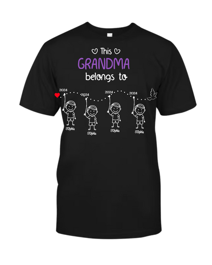 Personalized Grandma Shirt with Kids Names & Birth Years, Custom Family Timeline T-Shirt Gift