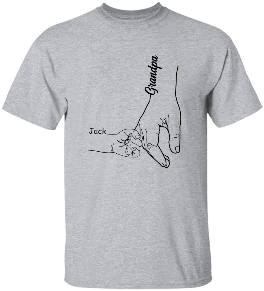 Personalized Papa Hands Grandkids Father's Day T-Shirt