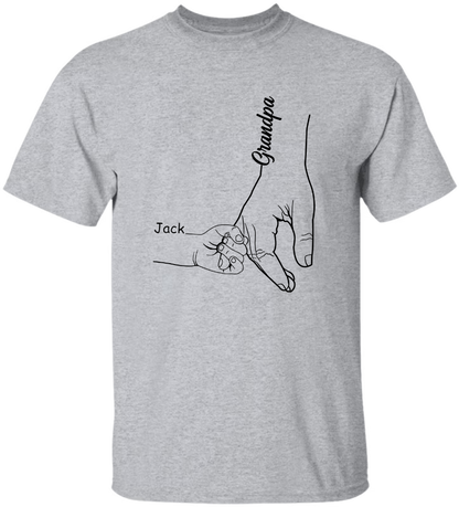 Personalized Papa Hands Grandkids Father's Day T-Shirt