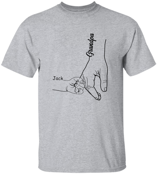 Personalized Papa Hands Grandkids Father's Day T-Shirt