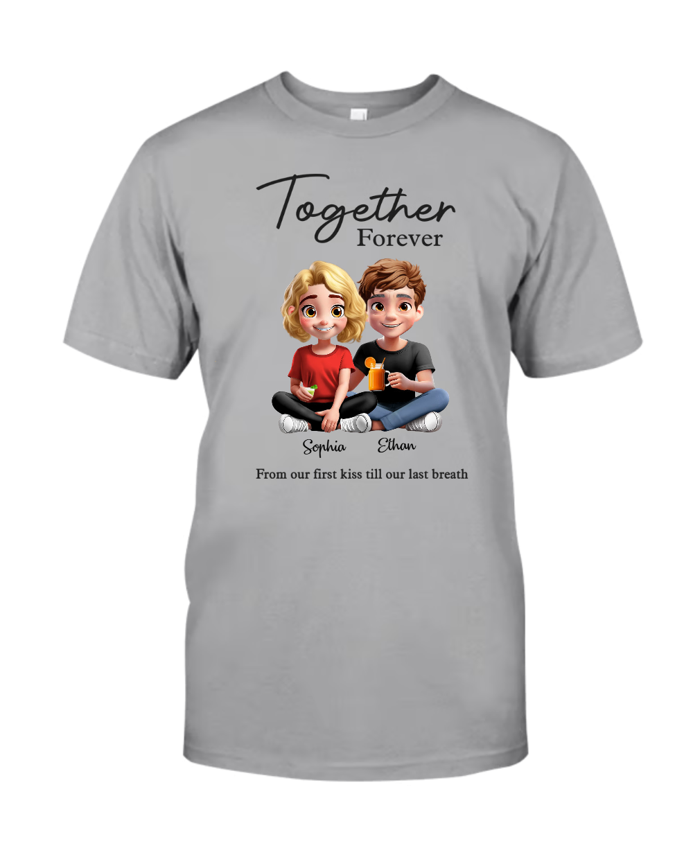 Custom Anniversary T-Shirt for Couples – From First Kiss to Last Breath