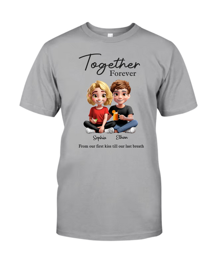 Custom Anniversary T-Shirt for Couples – From First Kiss to Last Breath