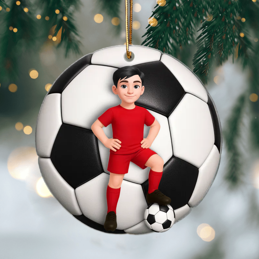 Soccer Girl Boy 3D Effect - Personalized Acrylic Ornament Ornament