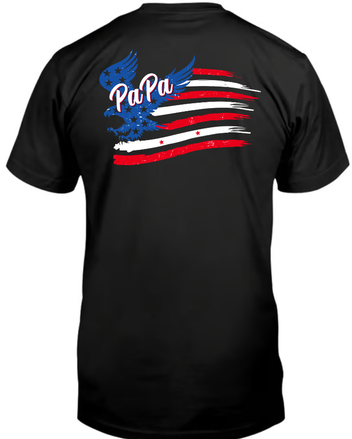 Papa with Grandkids Names 4th Of July T-Shirt