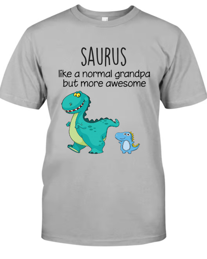 Persionalized Grandpa Saurus With Grandkids Shirt