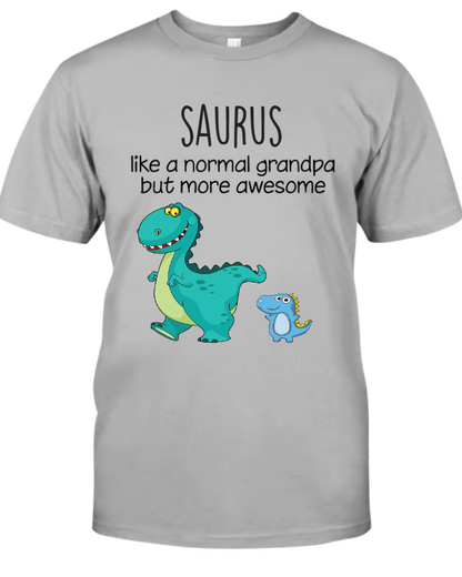 Persionalized Grandpa Saurus With Grandkids Shirt