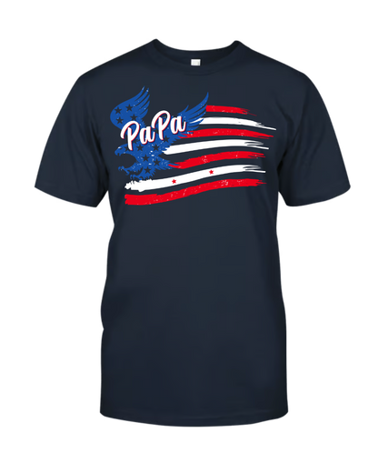 Personalized Papa Shirt, Custom Papa with Grandkids Names 4th Of July T-Shirt, Father's Day Independence Day Shirt
