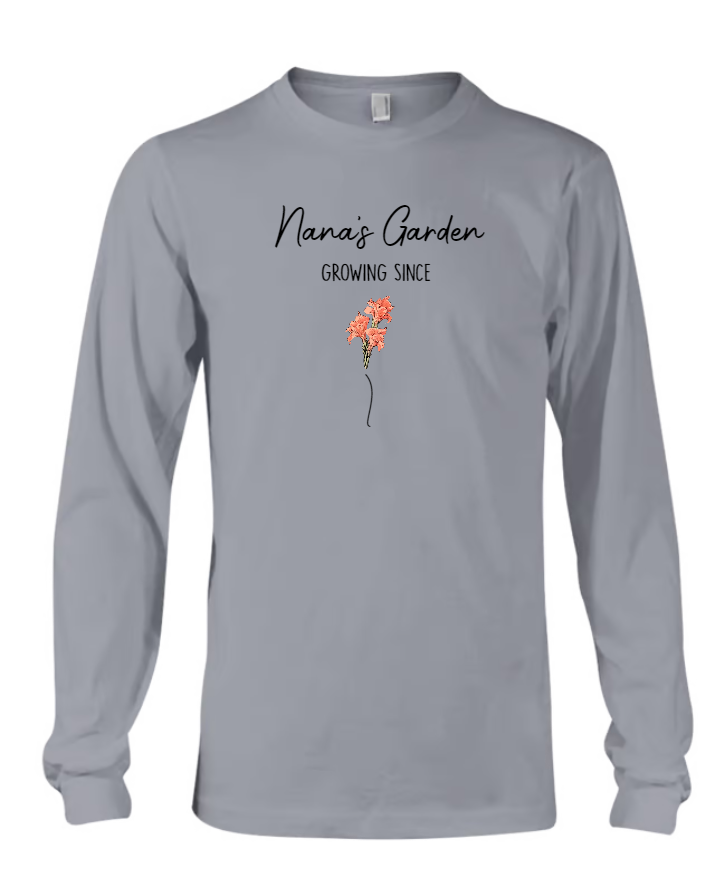 Personalized Family Garden Shirt – Custom Kids' & Grandkids' Names with Flowers