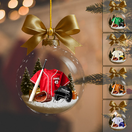 Custom Baseball Christmas Ornament – Personalized Name & Team Jersey Snow Globe Ornament 2025 Ornament
