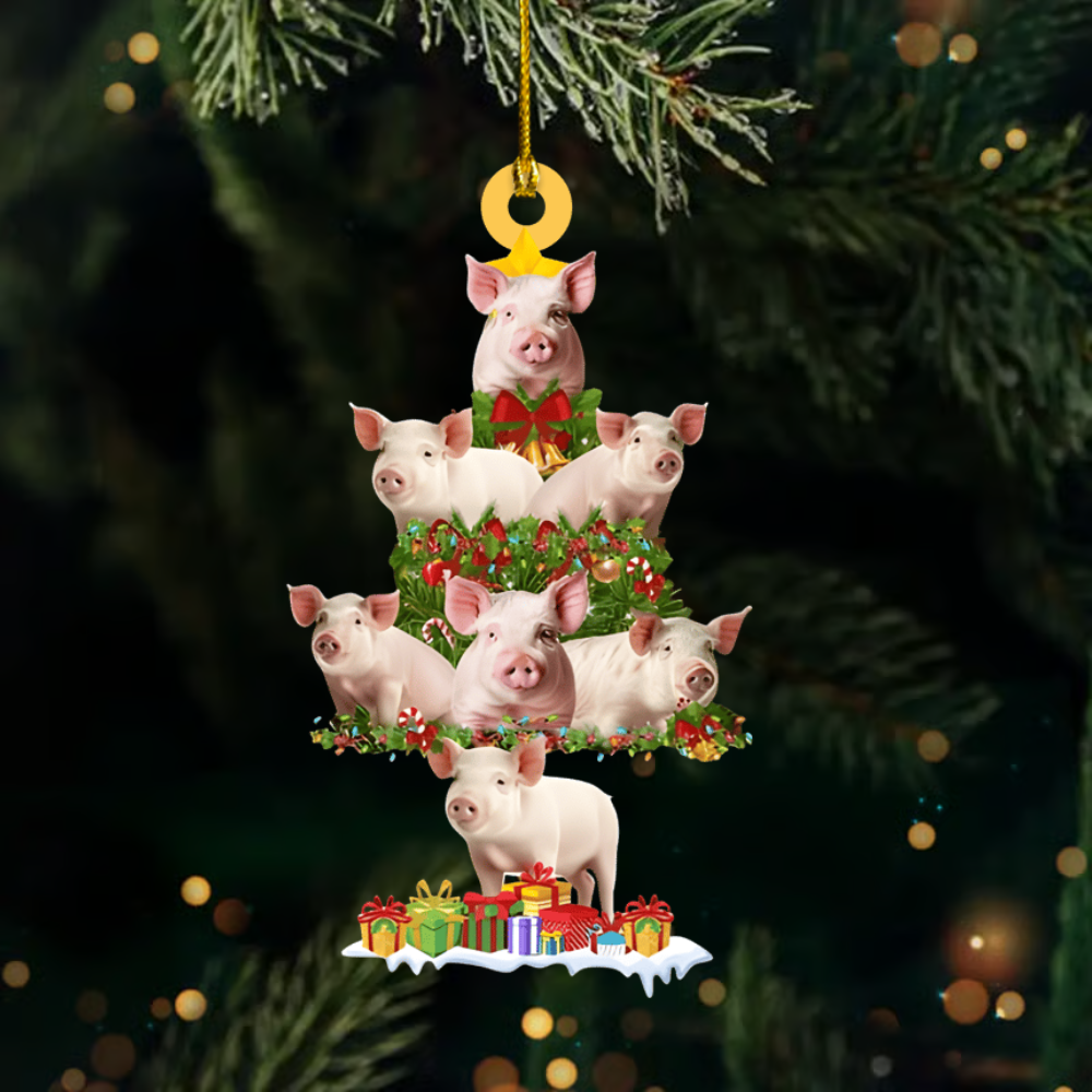 Personalized Cute Pig Christmas Tree Ornament 2025 – Farm Animal Holiday Decoration with Adorable Piglets Ornament