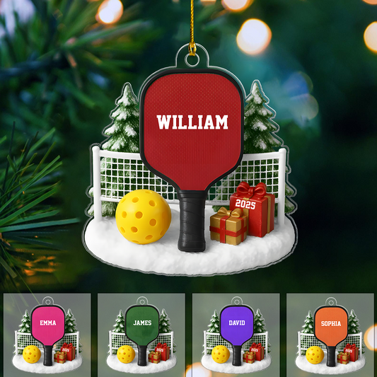 Personalized Pickleball Ornament 2025 – Custom Name Christmas Ornament for Pickleball Player, Unique Sports Gift Ornament